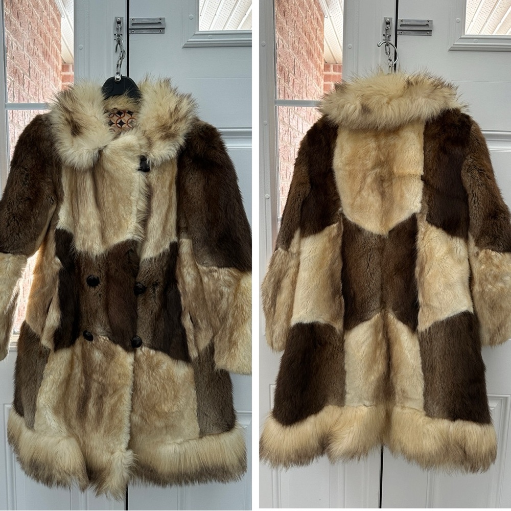 Vintage patchwork fur coat in excellent condition